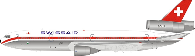 DC-10-30 Swiss Air 1980s Polished finish (stand included) HB-IHE 1/200 *Made of metal [B-DC10-30-01P]