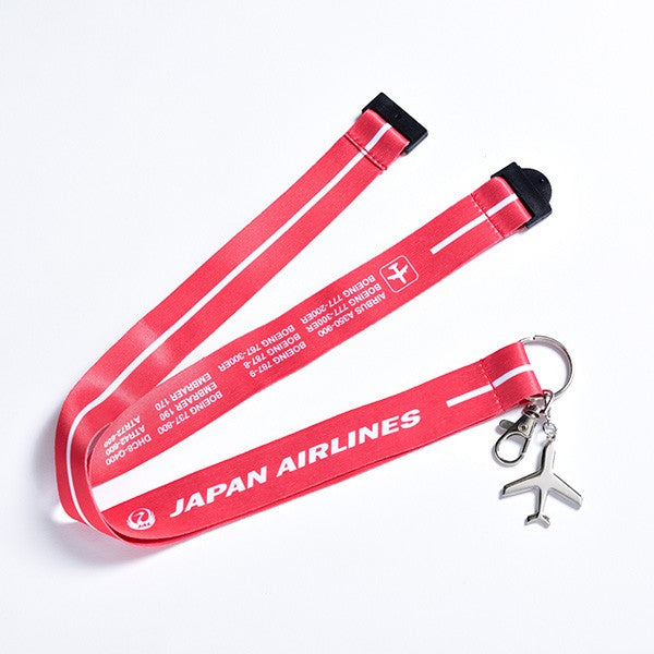 JAL Neck Strap FLEET Red with Charm [BJB5463]