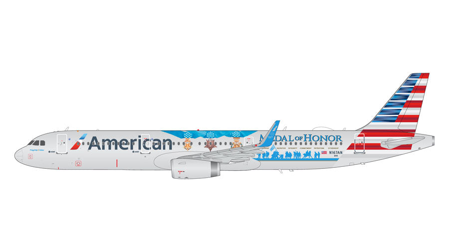 【予約商品】A321SL アメリカン航空 特別塗装「メダル・オブ・オナー（議会名誉勲章）／Flagship Valor」 2022年 N167AN 1/200 [G2AAL1156]