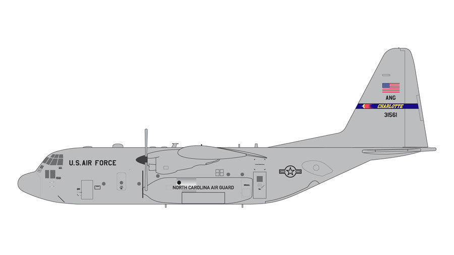 【予約商品】C-130H アメリカ空軍 ノースカロライナ州空軍 第145空輸航空団 第156空輸飛行隊 2000年代 シャーロット基地 #93-1561 1/200 [G2AFO1153]