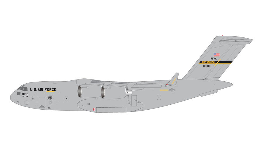 [Pre-order item] C-17A United States Air Force Reserve Command 911th Airlift Wing 758th Airlift Squadron Pittsburgh International Airport Reserve Base, Pennsylvania #00-0180 1/200 [G2AFO1206]