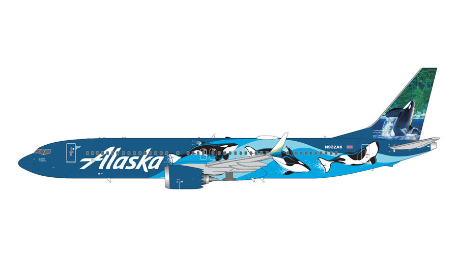 【予約商品】737 MAX 9 アラスカ航空 特別塗装 「環境維持可能性目標2025年／West Coast Wonders/orcas」  2022年 N932AK 1/200 [G2ASA1089]