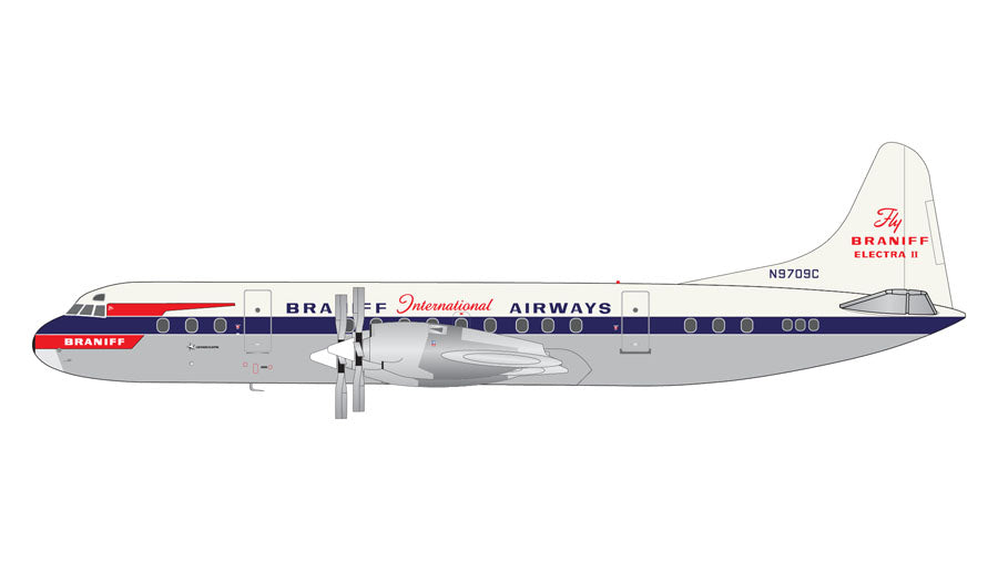 [Pre-order item] L-188A Braniff International Airlines 1960s "El Dorado" paint, under fuselage polished finish N9709C 1/200 [G2BNF1027]