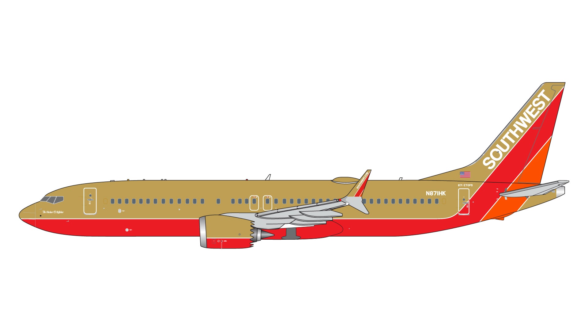 [Pre-order item] 737 MAX8 Southwest Airlines "Herbert D. Kelleher" gold retro N871HK 1/400 (GJ20230412) [GJSWA2186]