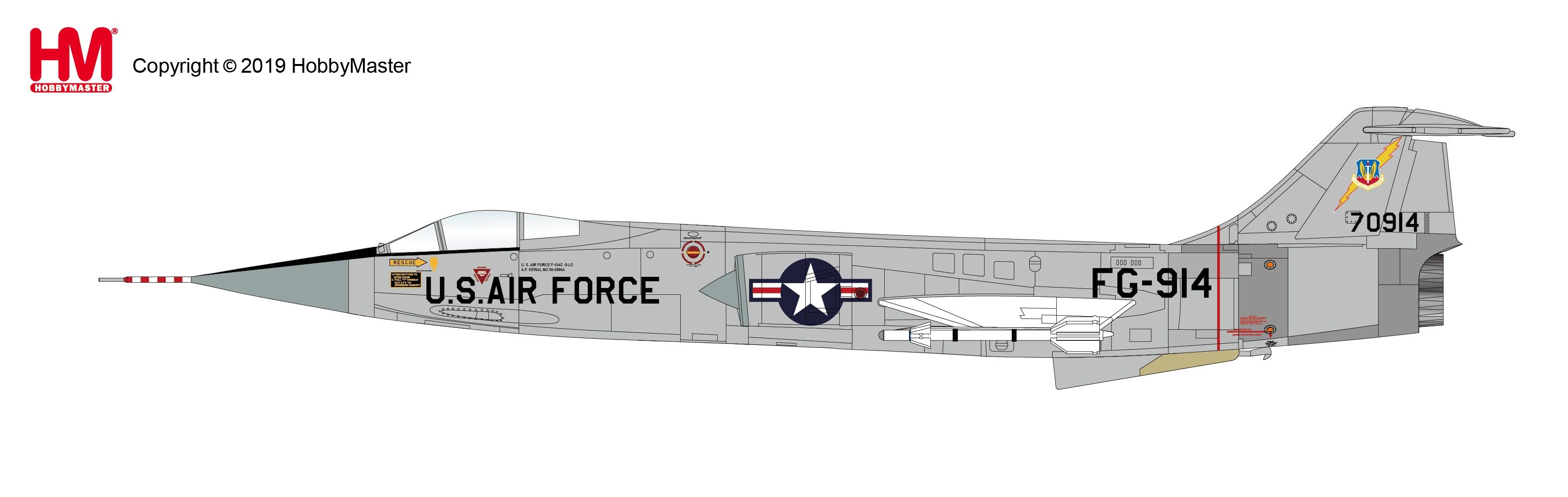 Hobby Master F-104C アメリカ空軍 ワディントン基地・イングランド 65年 FG-914/#57-0914 1/72 [HA1044]