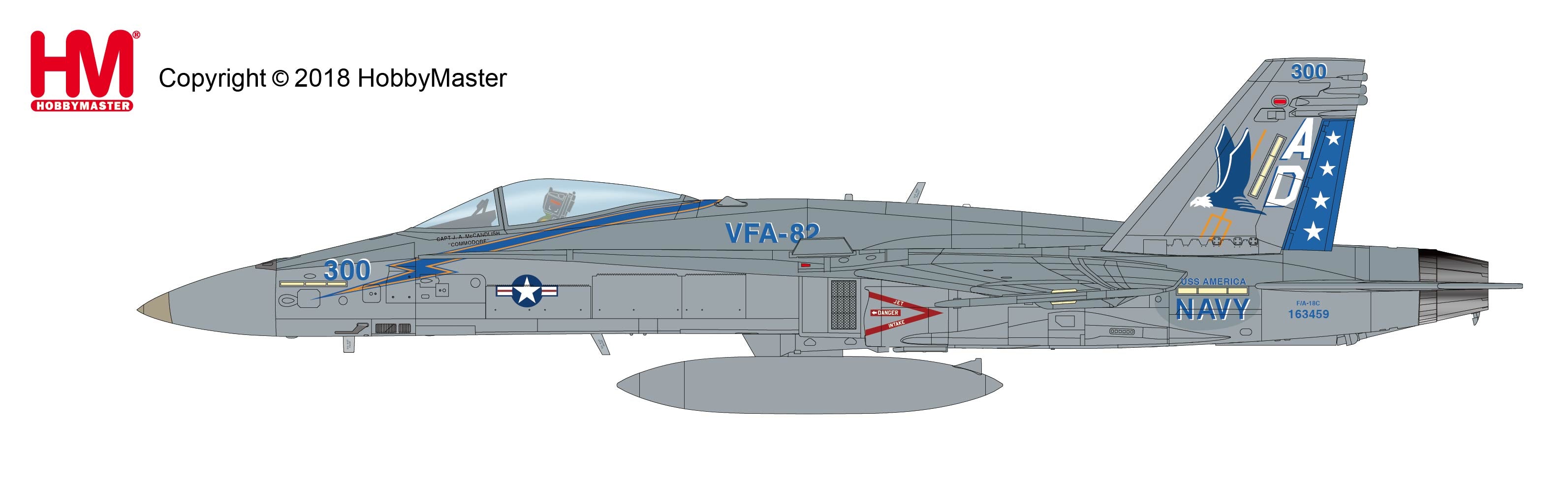 F/A-18C US Navy 82nd Fighter Attack Squadron "Marauders" CAG aircraft disbanded on board the aircraft carrier Abraham Lincoln in 2005 #163459/AD300 1/72 [HA3539]