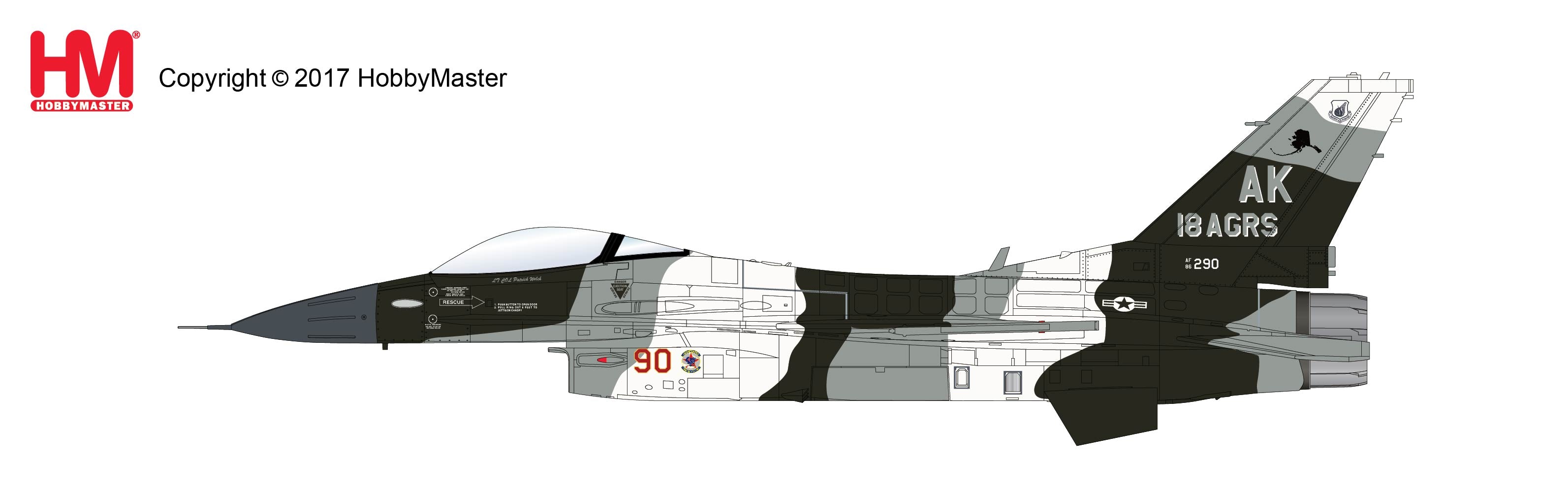 F-16C (Block 30D) US Air Force 354th Fighter Group 18th Enemy Squadron "Blue Foxes" Black and white camouflage Eielson Field AK/#86-0290 1/72 [HA3844]