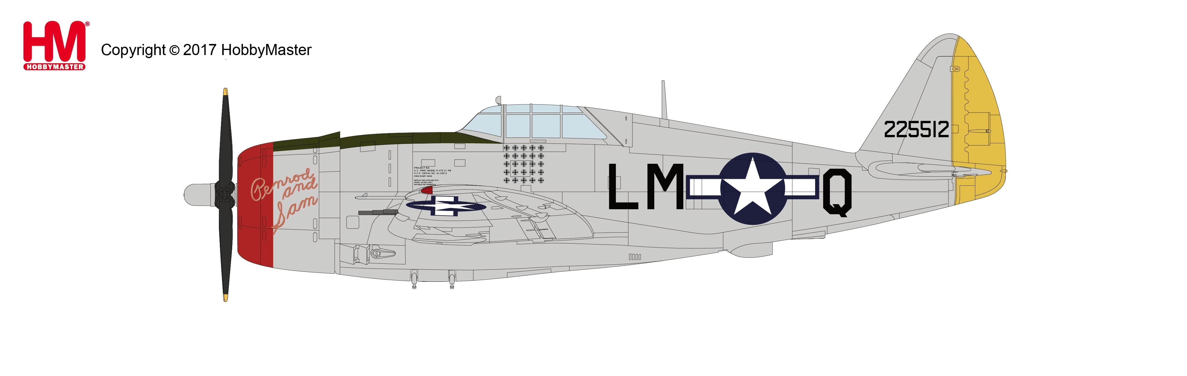 P-47D US Army Air Forces 56th Fighter Group 62nd Fighter Squadron Captain Robert Johnson's aircraft 1944 #42-25512 1/48 [HA8455]