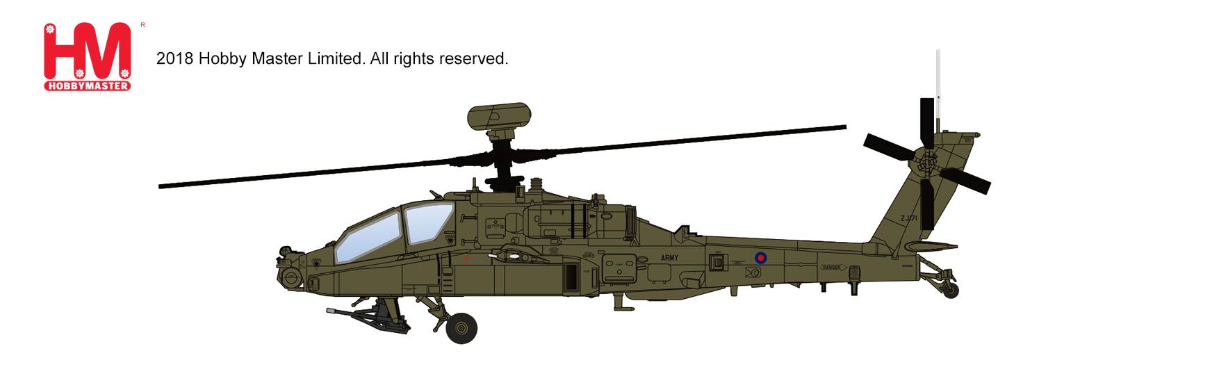 AH-64D, British Army, 662 Squadron, Captain Wales (Prince Henry) on board, Cosford Air Show, 2013, ZJ171, 1/72 [HH1203]