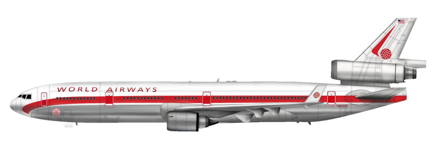 [Pre-order item] MD-11 World Airlines special paint "70s Reprint" 2005 N803DE 1/200 *Made of metal [HL1204]