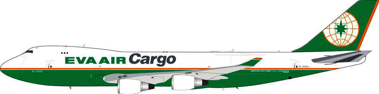 747-400F (Cargo Type) EVA Air Cargo B-16483 1/200 *Stand included, made of metal [IF744EVA002]