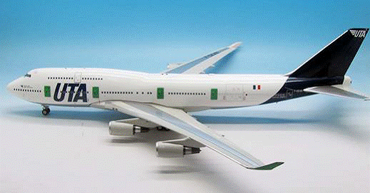 747-400M UTA France 90s F-GEXB (stand included) 1/200 *Made of metal [IF744UTA003]