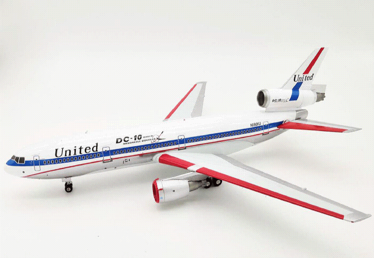 DC-10-10 ユナイテッド航空 71年頃 （スタンド付属） N1801U 1/200 ※金属製 [IFDC10UA0718P]