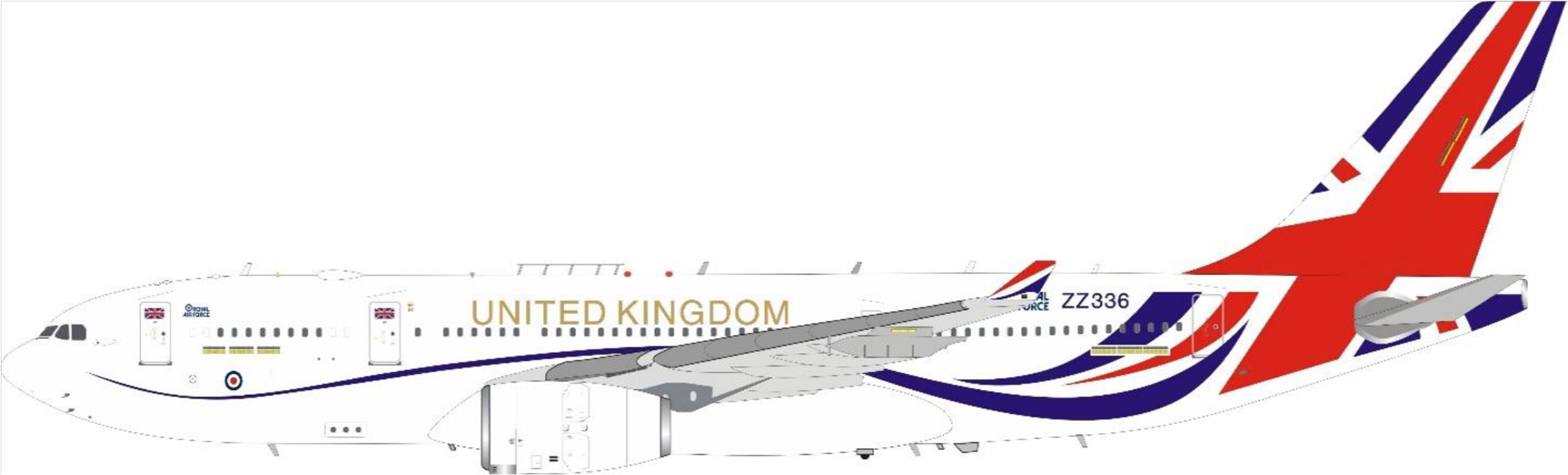 Voyager KC.2 (A330-200 MRTT) Royal Air Force No. 10 Squadron VIP transport aircraft "Vespina" Stand included RAF Brize Norton ZZ336 1/200 *Made of metal [IFKC2VOYAGERUK]