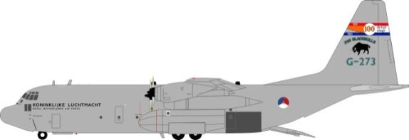 C-130H-30(L-382) オランダ空軍 第336飛行隊 「ブラックブルズ」 特別塗装 「軍航空100周年」 13年 （スタンド付属） G-273 1/200 ※金属製 [JF-C130-007]