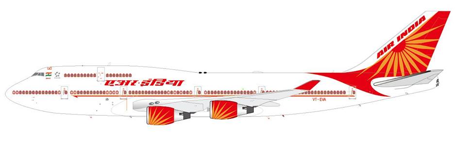 747-400 Air India VT-EVA (stand included) 1/200 *Made of metal [LH2001]