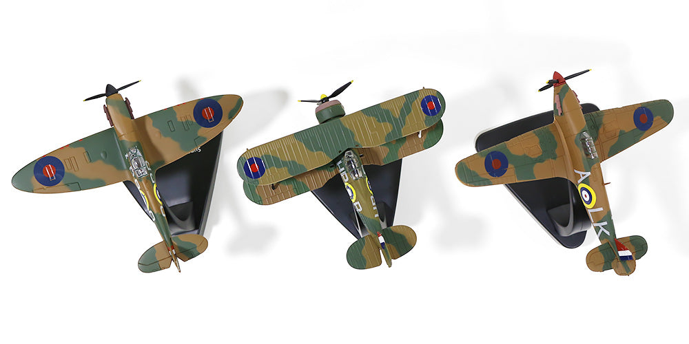 Royal Air Force Battle of Britain 75th Anniversary Set of 3 Gladiator Mk.II (247 Squadron) &amp; Hurricane Mk.I (87 Squadron) &amp; Spitfire Mk.I (609 Squadron) 40 Years 1/72 [OX72SET01A]