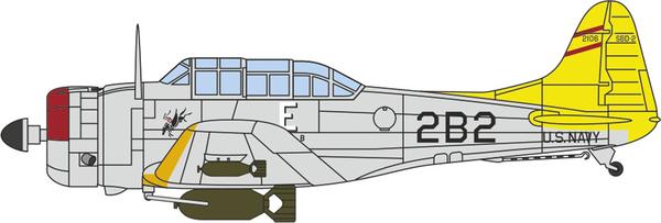 [Pre-order item] SBD-2 Dauntless, US Navy 2nd Bombardment Squadron, aboard the aircraft carrier Lexington, 1941, #2-B-2, 1/72 *Stand only [OXAC075]