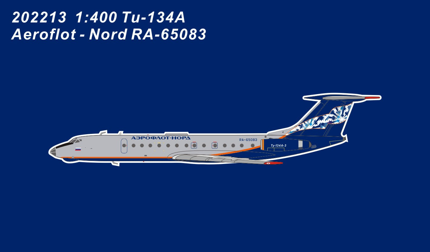 [Pre-order item] Tu-134A-3 Aeroflot Nord Airlines circa 2005 RA-65083 1/400 [PM202213]