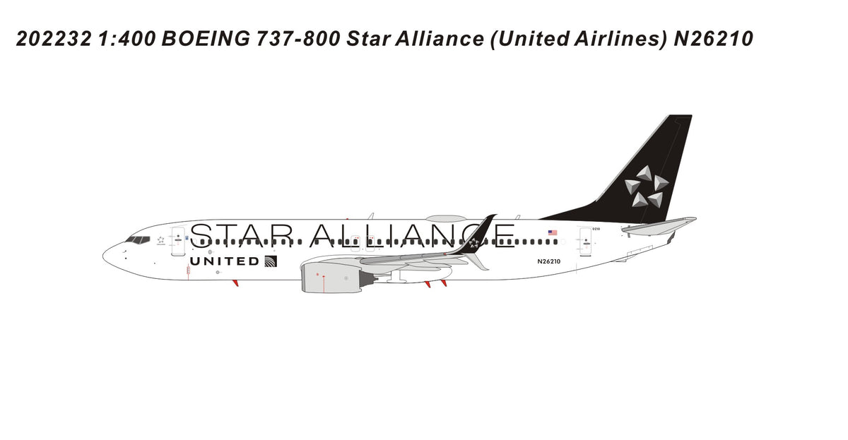 【予約商品】737-800sw ユナイテッド航空 特別塗装「スターアライアンス」 N26210 1/400 [PM202232]
