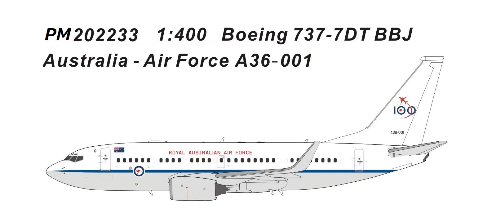 [Pre-order item] 737BBJ (737-700w) Royal Australian Air Force No. 34 Squadron VIP transport aircraft Fairburn Defence Base (base) A36-001 1/400 [PM202233]