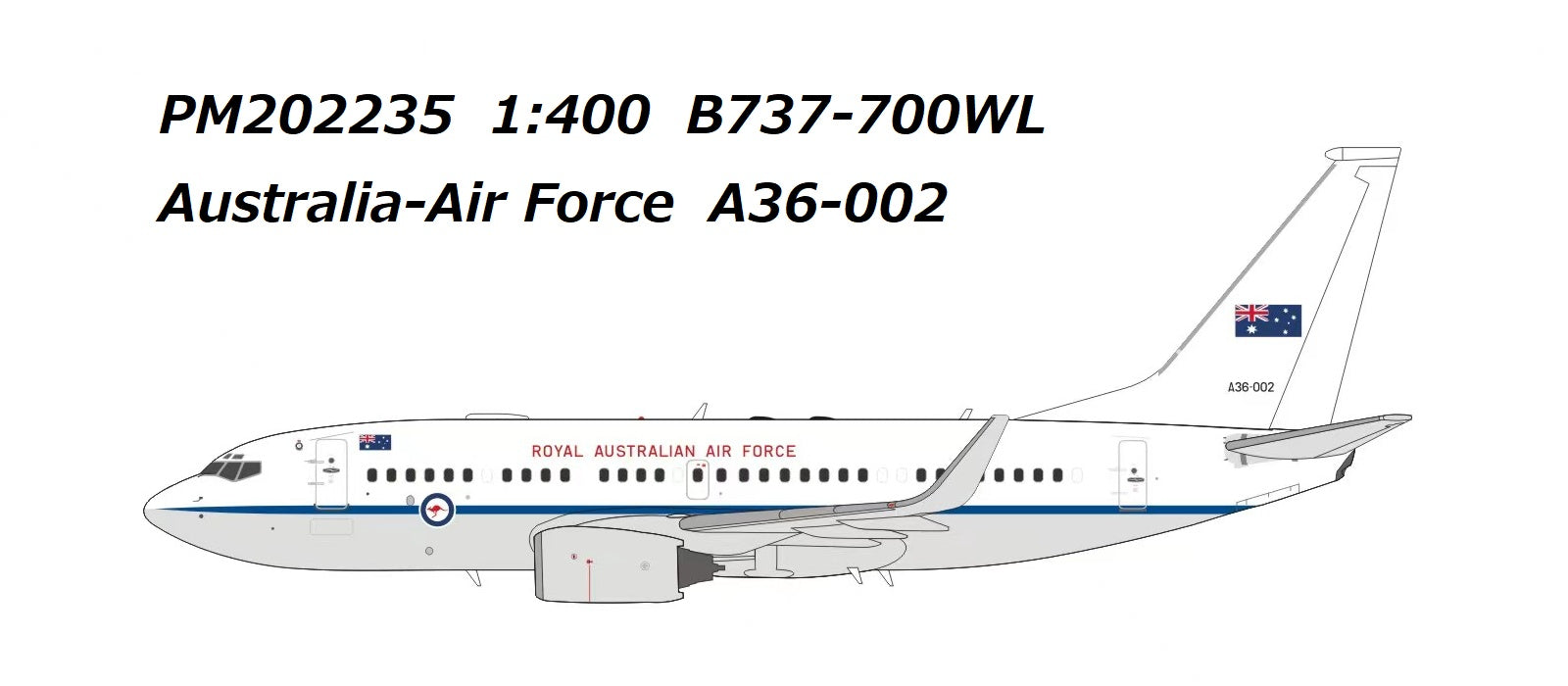 [Pre-order item] 737BBJ (737-700w) Royal Australian Air Force No. 34 Squadron VIP transport aircraft Fairburn Defence Base (base) A36-002 1/400 [PM202235]