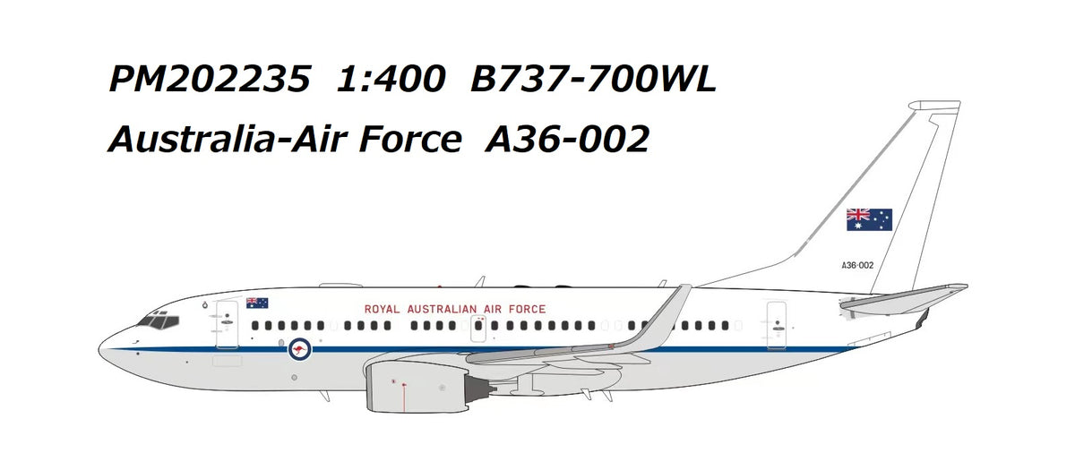 【予約商品】737BBJ（737-700w） オーストラリア空軍 第34飛行隊 要人輸送機 フェアバーン防衛施設（基地）  A36-002 1/400 [PM202235]