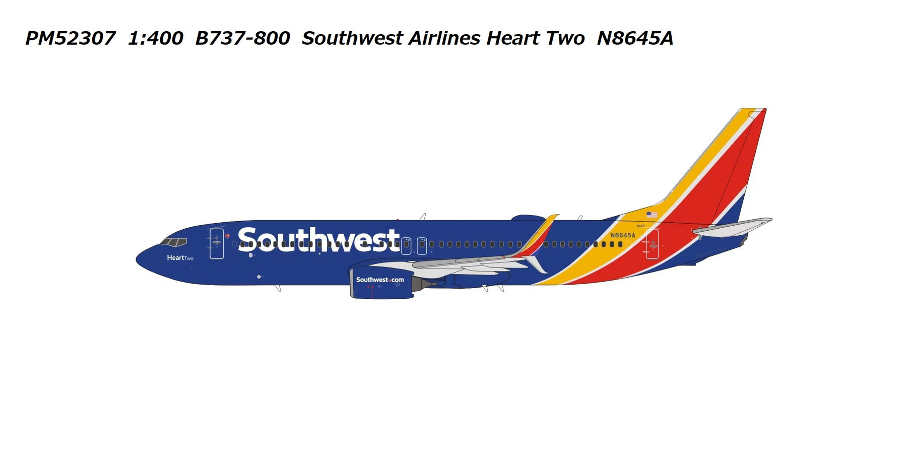 【予約商品】737-800 サウスウエスト航空 HEART TWO N8645A 1/400 (PM20230328) [PM52307]