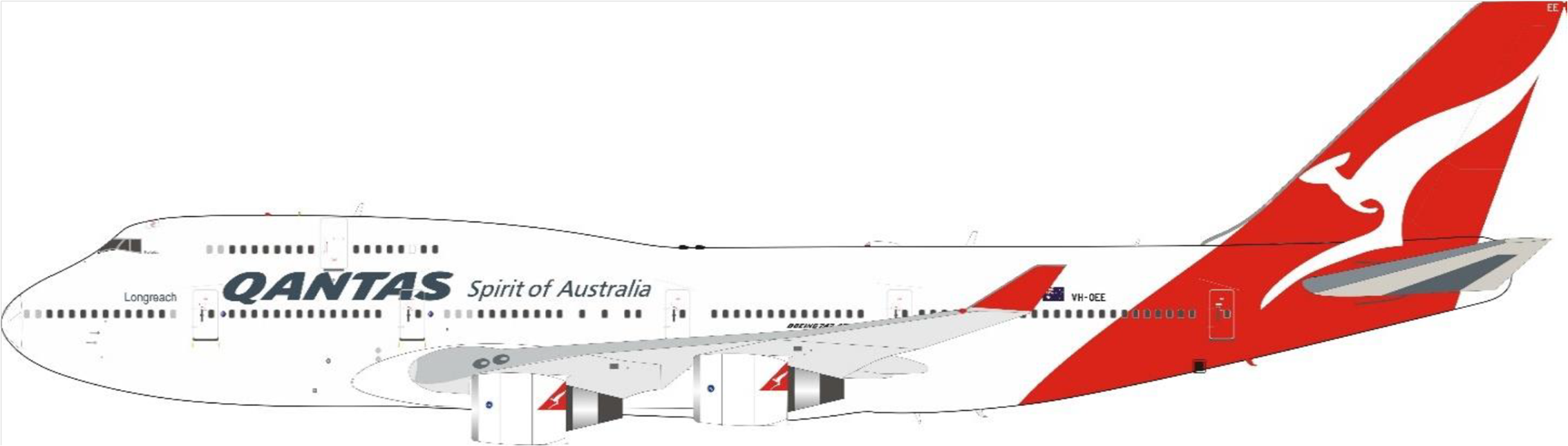 747-400 Qantas Final Flight 20 Years (Stand and Collector's Coin Included) VH-OEE 1/200 *Made of Metal [QANTAS747FAREWELL]