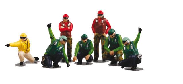 US Navy Aircraft Carrier Deck Crew Launch Team Figure Set of 7 1/72 [TSMWAC002]