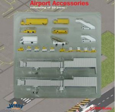 Airport Accessories Airport Ground Support Vehicle &amp; Boarding Bridge Set for 1/400 [AS002-001]