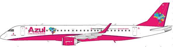 ERJ-195 アズールブラジル航空 ピンク色 PR-AYO (スタンド付属) 1/200 ※金属製 [XX2707]