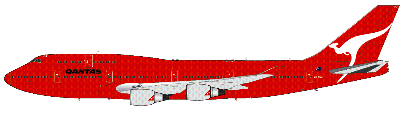 747-400 Qantas Red Paint circa 2003 VH-OEJ 1/200 *Stand included, made of metal [XX2924]