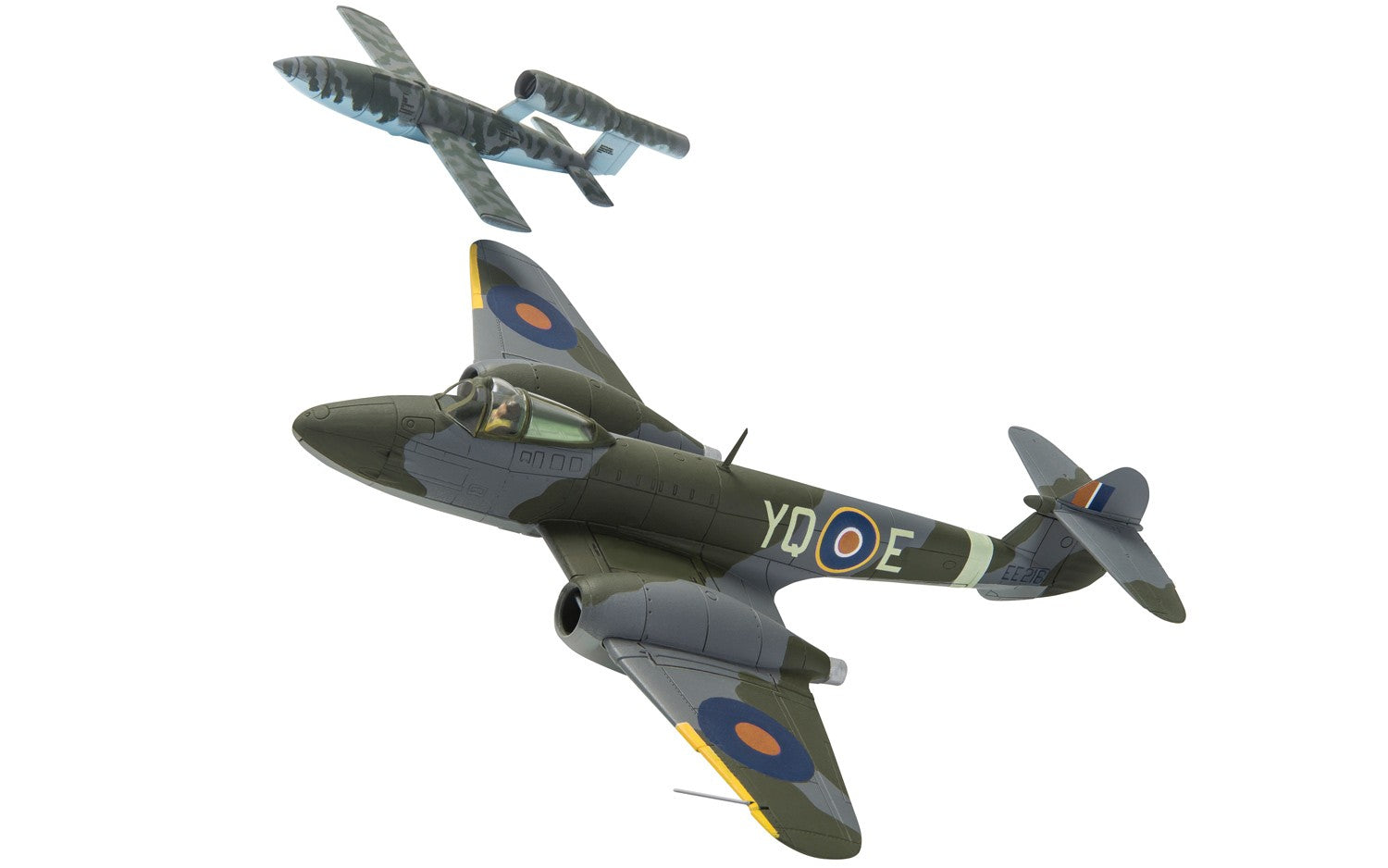 Gloster Meteor F Mk.1, No. 616 Squadron, Royal Air Force, Lt. T. D. "Dixie" Dean, EE216/YQ-E &amp; V-1 flying bomb, set of 2, 1944, 1/72 [AA27403]