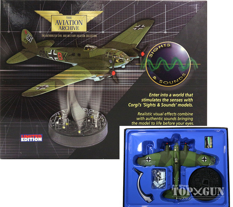 Heinkel He111H-14 German Air Force 100th Bomber Squadron 1st Squadron London Attack Operation France 1940 (Lighting and Sound Effects Stand Included) 6N+BK 1/72 [AA33709]