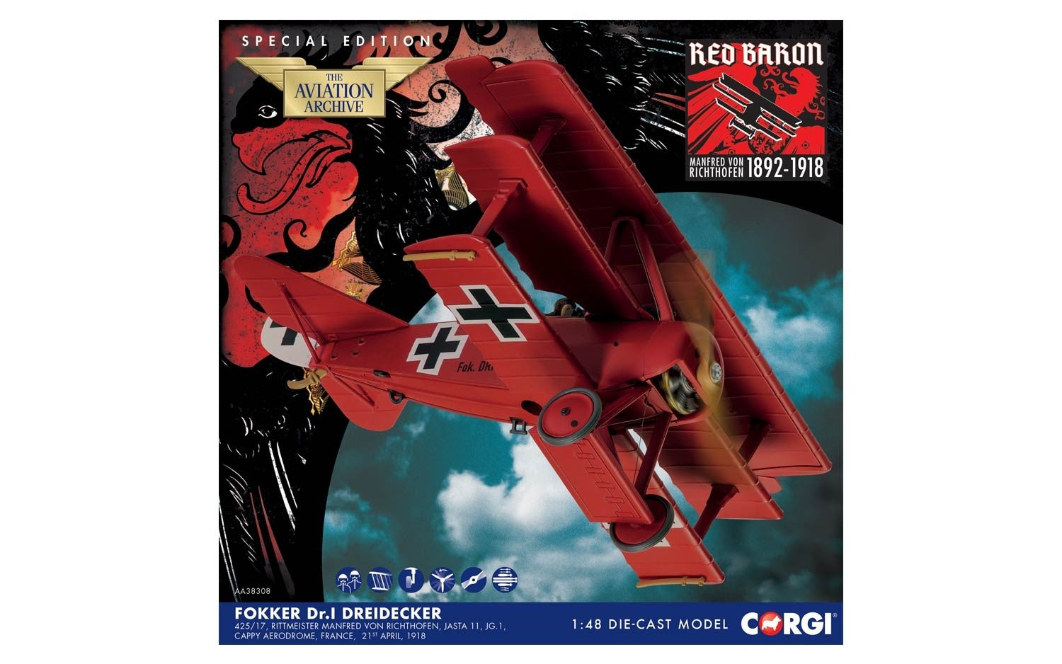 Fokker DR.1 German Air Force Manfred von Richthofen's aircraft "The Red Baron" #425/17 1/48 [AA38308]