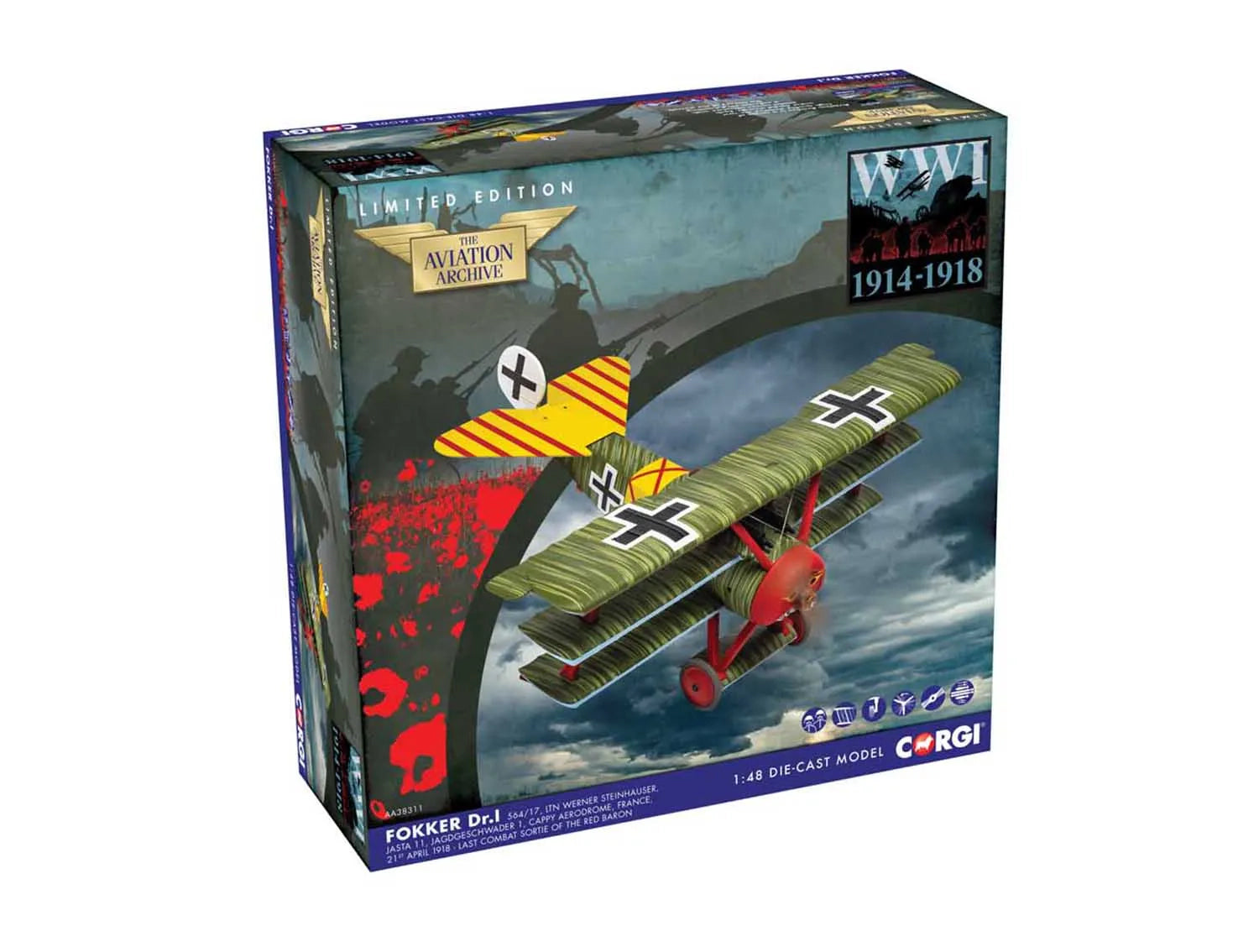 Fokker DR.1 German Air Force 11th Prussian Fighter Squadron Lt. Werner Steinhäuser's aircraft (10 kills) 18th year 1/48 [AA38311]