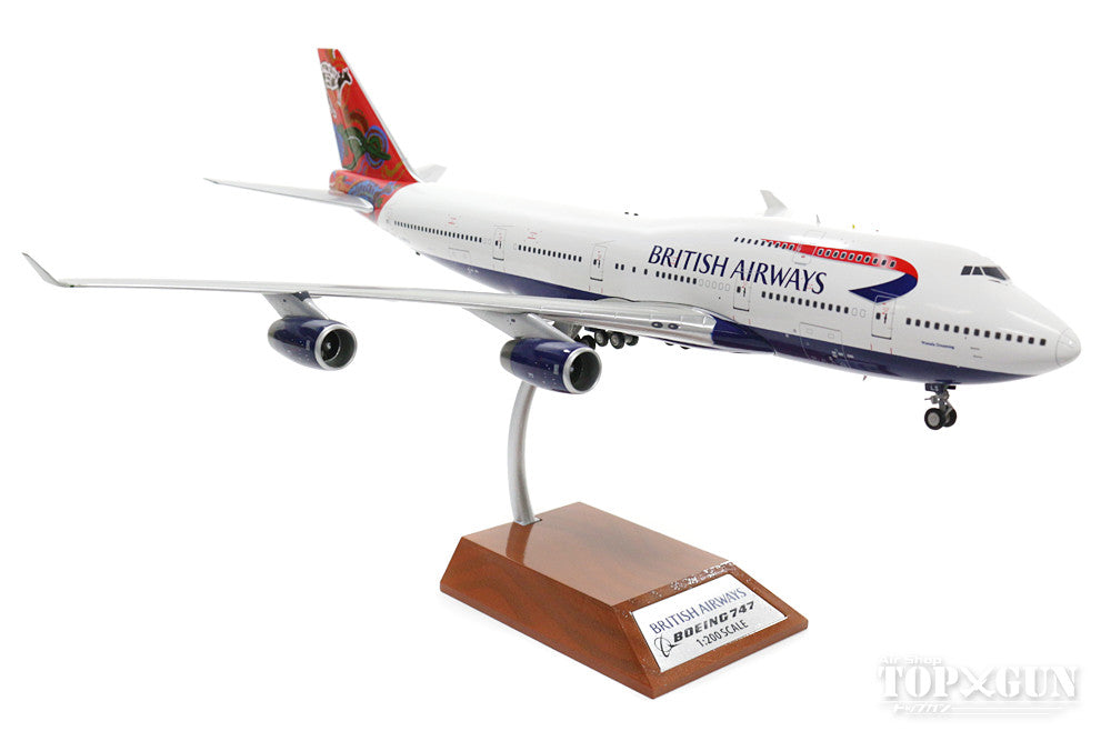 747-400 British Airways Special Paint "Unala Dreaming" 90s-00s G-BNLS (stand included) 1/200 *Made of metal [B-747-4-025]