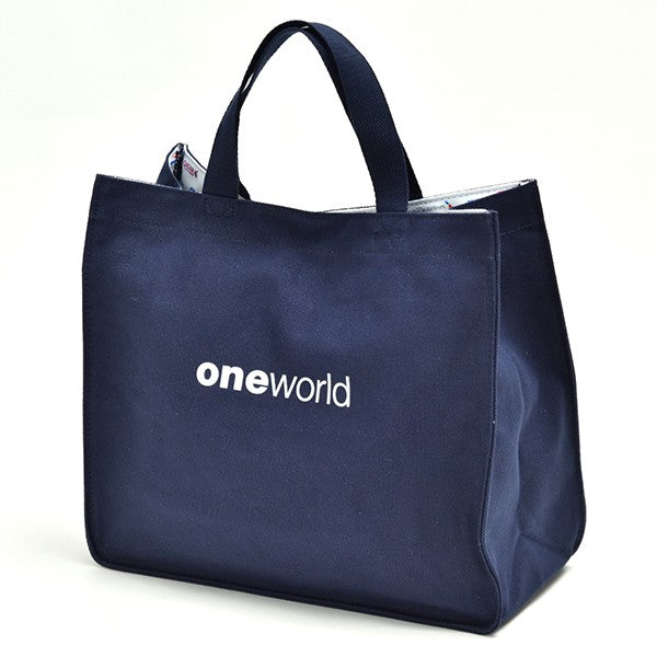 JAL ONEWORLD Tote Bag with Bottom Plate, Navy [BJB5347]