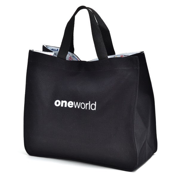 JAL ONEWORLD Tote Bag with Bottom Plate, Black [BJB5348]