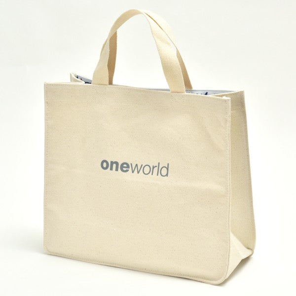 JAL ONEWORLD Tote Bag with Bottom Plate, Natural [BJB5349]