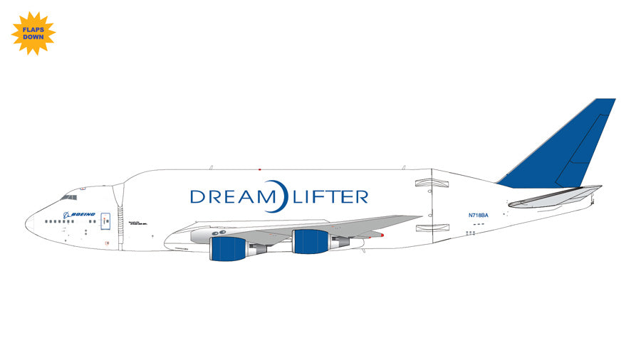 747-400LCFドリームリフター ボーイング社 ハウスカラー（アトラス航空） （フラップダウン固定／貨物扉は開閉選択可）　N718BA  1/200 [G2BOE1003F]