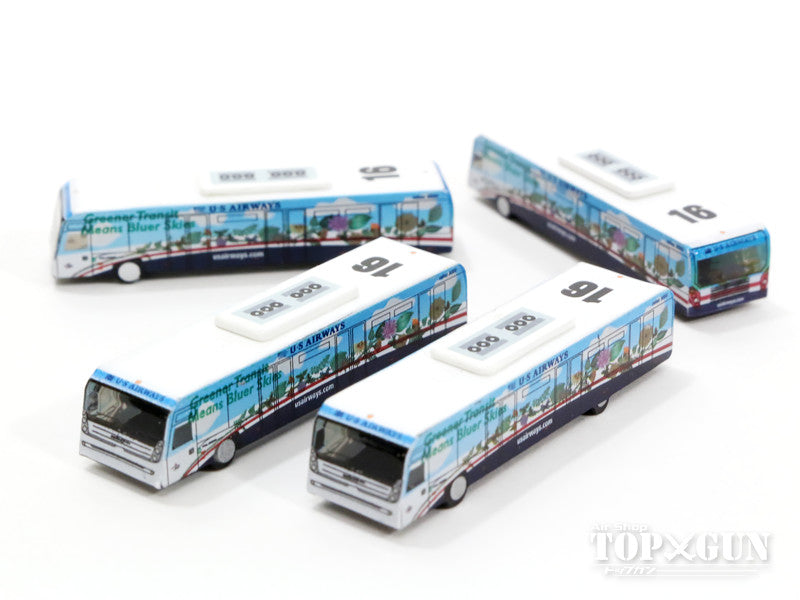 Airport Diorama Accessories US Airways Contrac COBUS 3000 Ramp Bus Set of 4 (Greener) 1/400 [GJUSA1534]