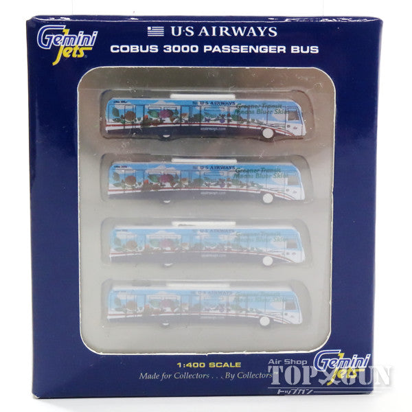 Airport Diorama Accessories US Airways Contrac COBUS 3000 Ramp Bus Set of 4 (Greener) 1/400 [GJUSA1534]