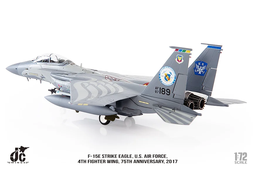 F-15E, 4th Fighter Wing, 334th Fighter Squadron, United States Air Force, Special Paint "75th Anniversary of Establishment", 2017, Seymour Johnson Air Base, North Carolina, #87-0189, 1/72 [JCW-72-F15-014]