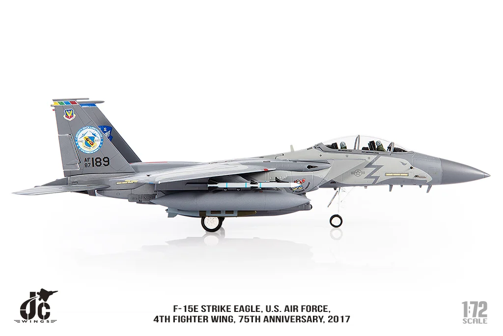 F-15E, 4th Fighter Wing, 334th Fighter Squadron, United States Air Force, Special Paint "75th Anniversary of Establishment", 2017, Seymour Johnson Air Base, North Carolina, #87-0189, 1/72 [JCW-72-F15-014]