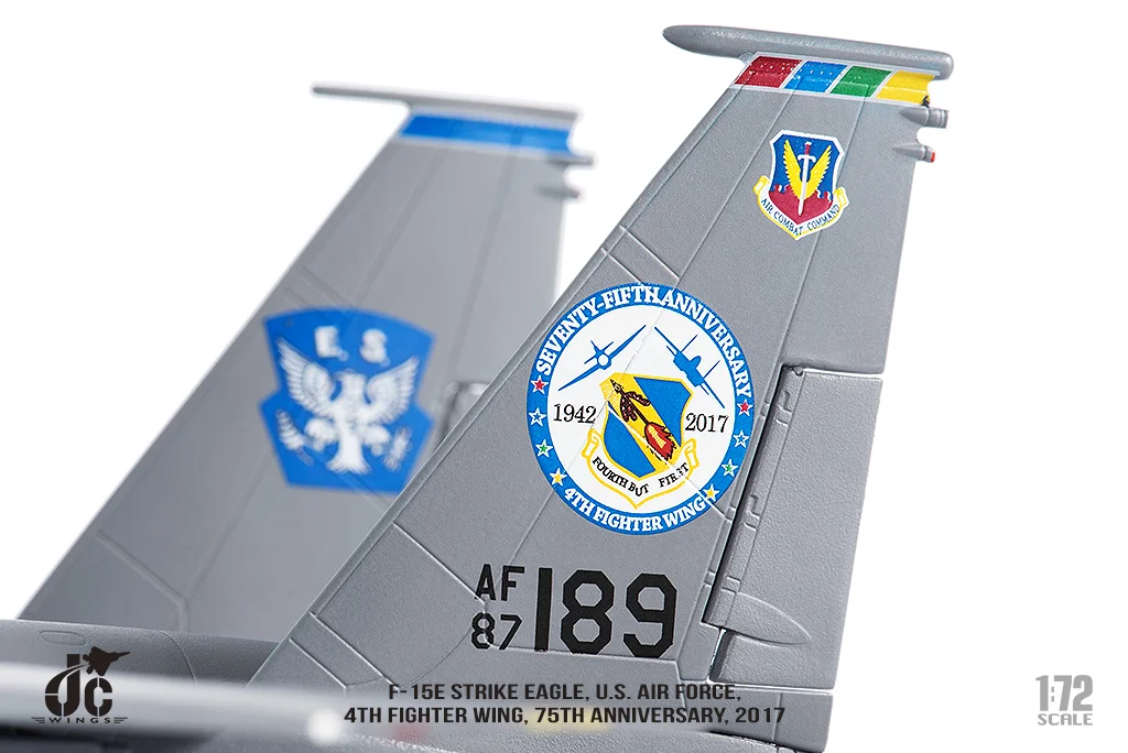 F-15E, 4th Fighter Wing, 334th Fighter Squadron, United States Air Force, Special Paint "75th Anniversary of Establishment", 2017, Seymour Johnson Air Base, North Carolina, #87-0189, 1/72 [JCW-72-F15-014]