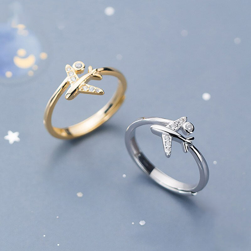 Airplane ring (adjustable on the back) Yellow gold [KUMARIAIR014-Gold]