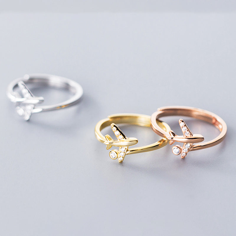 Airplane ring (adjustable on the back) Rose gold [KUMARIAIR014-RoseGold]