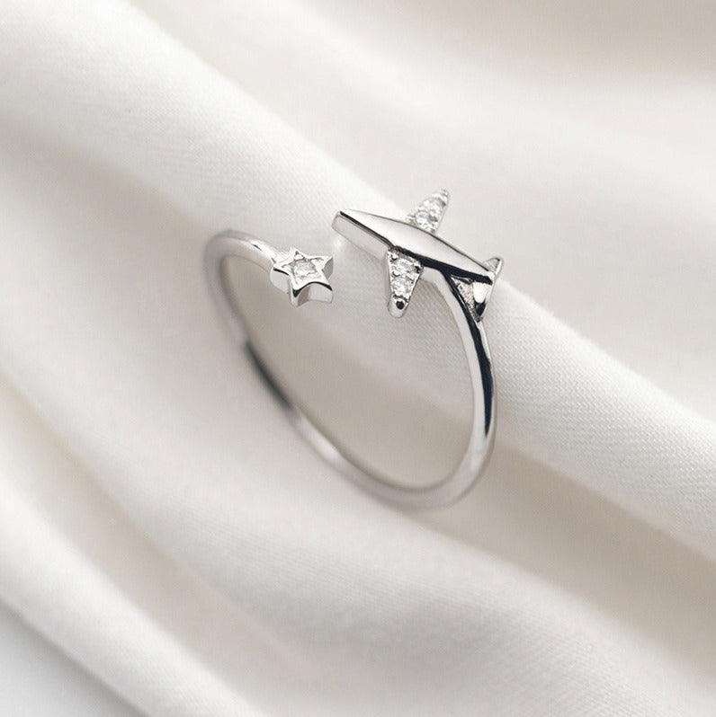 Airplane Ring (Star) Silver [KUMARIAIR015-Silver]